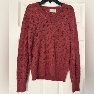British Vogue Burgundy V-Neck Sweater Vintage